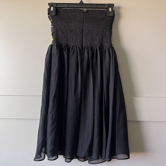 Rampage Dress Womens Small Black Yellow Beaded Strapless Fit Flare Studded Party - Picture 4 of 12